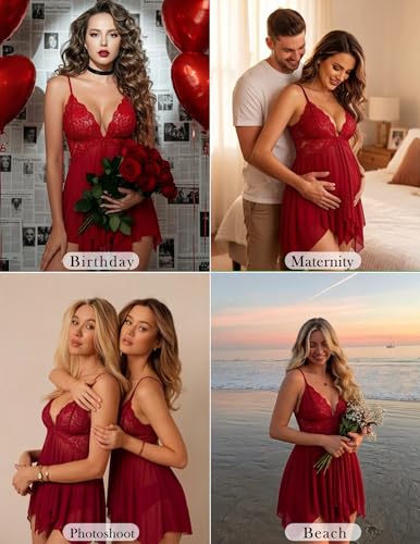 Image of Avidlove Women Lace Lingerie Front Closure Babydoll V Neck Nightwear Sexy Chemise Nightie