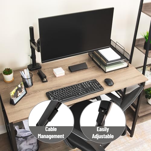 Image of Mind Reader Single Monitor Arm for 13-32 Inch Screens, Gas Spring VESA Desk Mount, 180 Rotation, ±180 Swivel, ±65 Tilt, Integrated Cable Management, Holds up to 19.8 lbs, Black