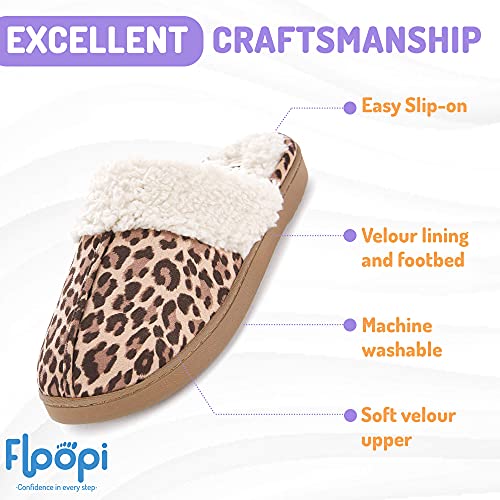 Floopi Womens Indoor Outdoor Soft Felt Fuax Fur Lined Open Back Slipper W/Memory Foam2