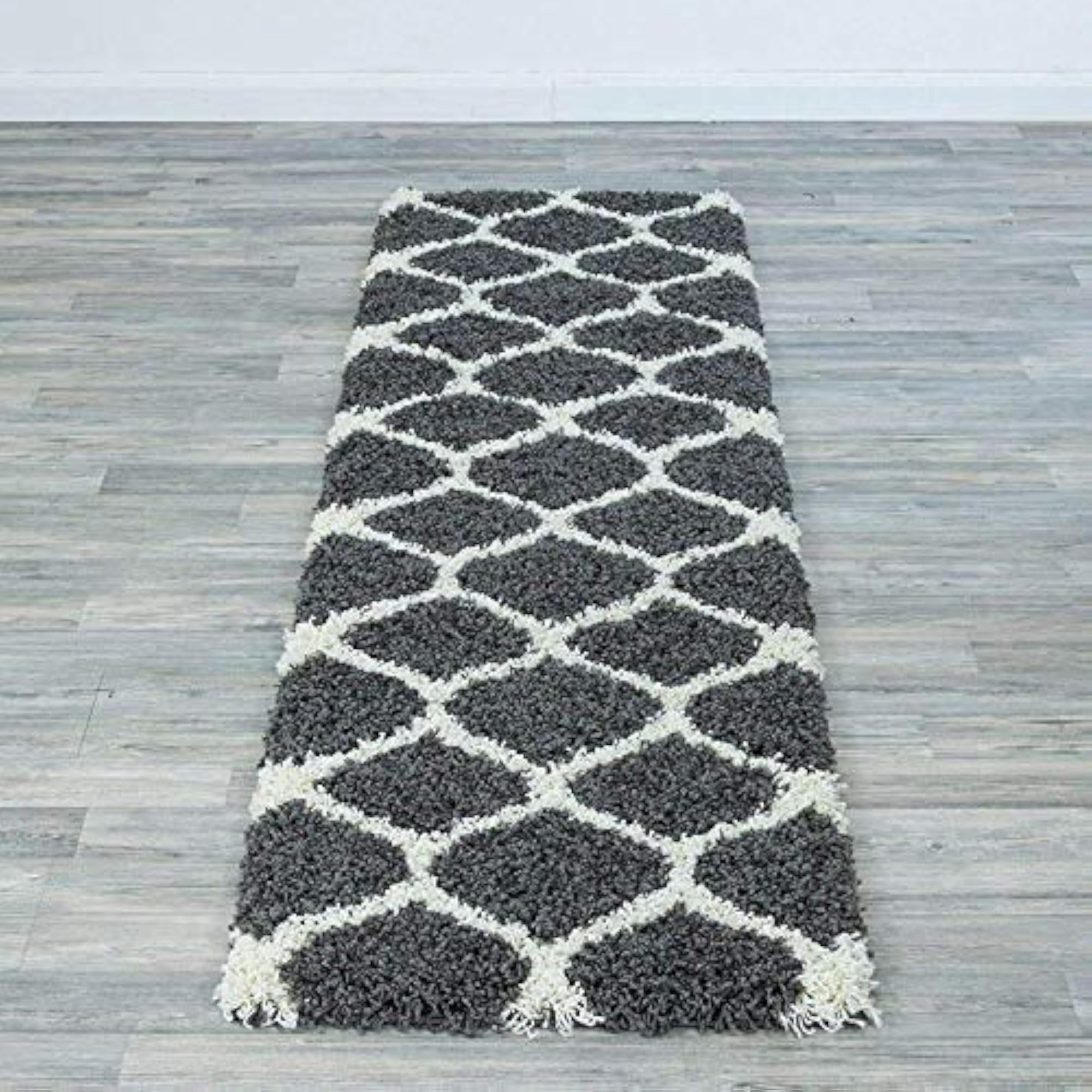 Modern Microfibre Polyester Shaggy Bedside Runner