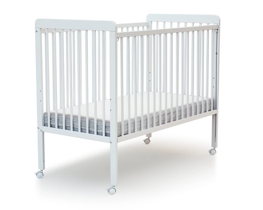 Webaby - Cuna bebé Madera con Barrera Deslizante para bebés 60x120 LIVO White | Base de Caja Ajustable en 3 Alturas | 4 Ruedas multidireccionales con Freno
