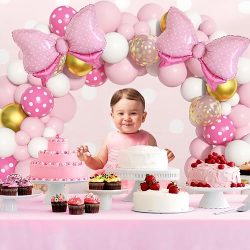 Image of 36 Inches Bow Foil Balloon Huge Bowtie Pink Balloon for Baby Shower, Wedding, Kids Theme Party Decoration (Pink gold)