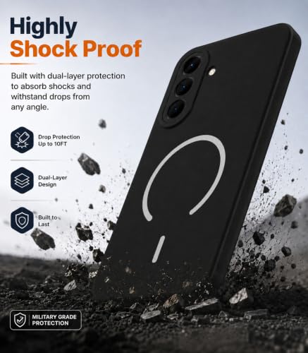 Image of SBMS Silicone Back Cover Case for Samsung Galaxy A57 5G | Soft Micro-Fibre Lining Inside | Magsafe Print On Back Side Camera Protection Bump | Shockproof Case Samsung Galaxy A57 5G (Black)