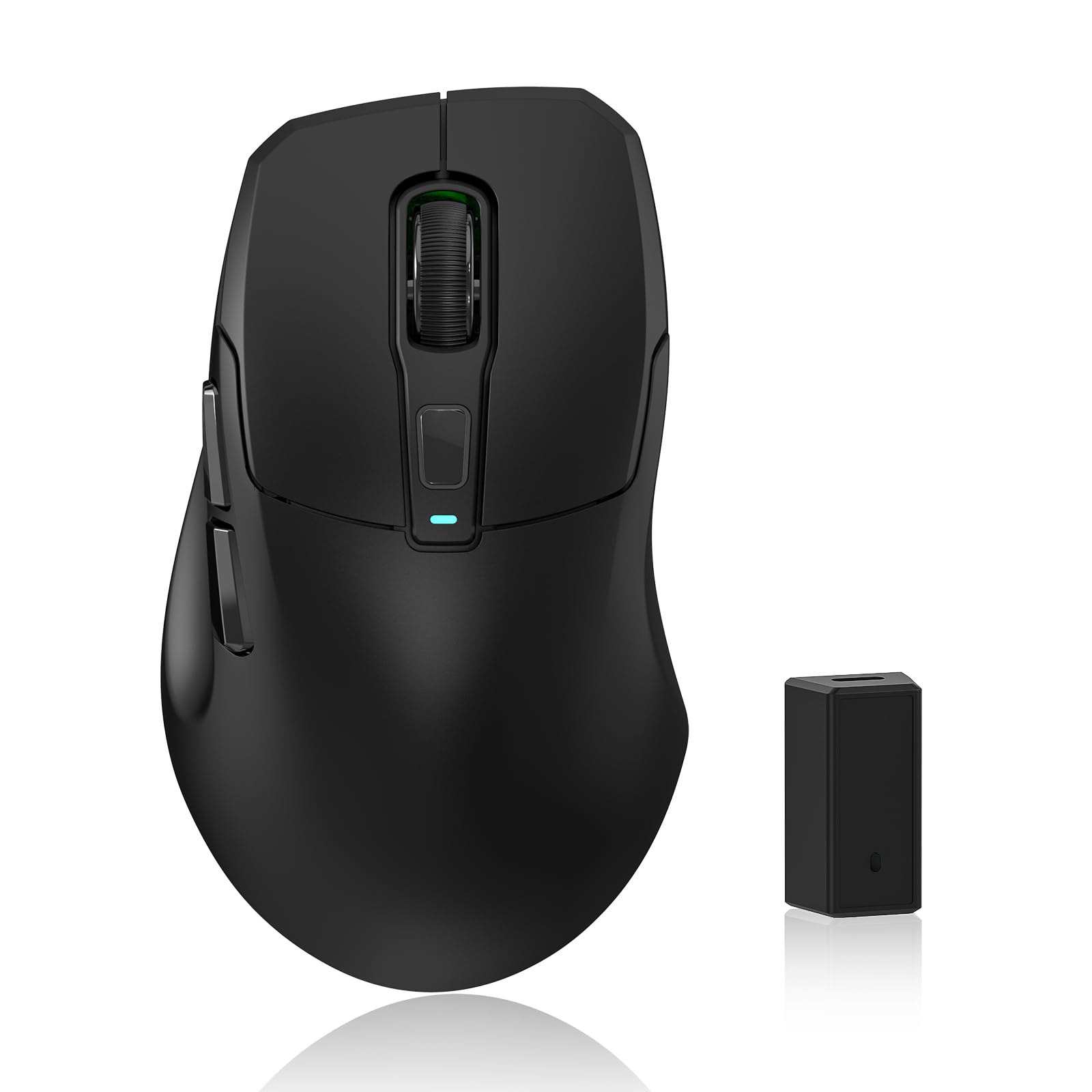 KYSONA - Ratón inalámbrico para Juegos, 26000 dpi, tasa de sondeo de 8K, trimodo 2.4 GHz/USB-C/Bluetooth, ergonómico con Revestimiento de refrigeración por Internet, Ratones Recargables para Juegos