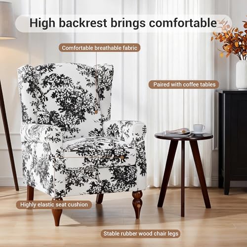 Sillón Reclinable Floral con Estructura de Madera miniatura 4