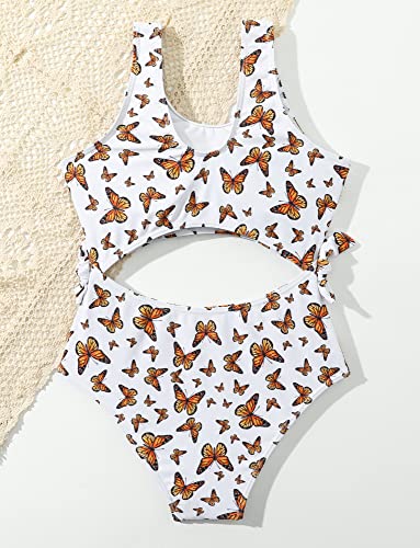 SEAUR Girls One Piece Swimsuits Summer Beach Hawaiian Bathing Suits Kids Colorblock Swimsuit Cute Printed Cutout Swimwear 5