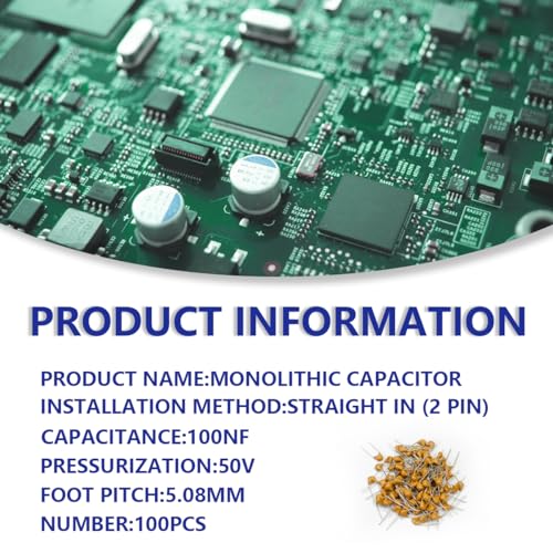 Innfeeltech 100pcs 50V 100nF monolithisches keramisches Kondensator-gelbes elektronisches Zubehör für Computer und Telefon