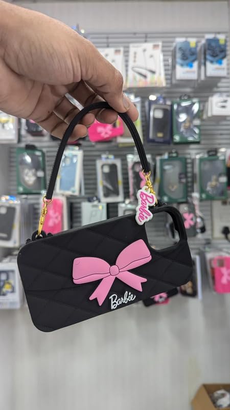 Image of COVERLY Luxury Sling Bag Barbie Bow Phone Case Cover for iPhone 15 Pro Max Wallet Strap Case,Pinterest Worthy Wristlet Chain Cover| Fashion iPhone 15 Pro Max Case | Stylish iPhone 15 Pro Max Bow Case