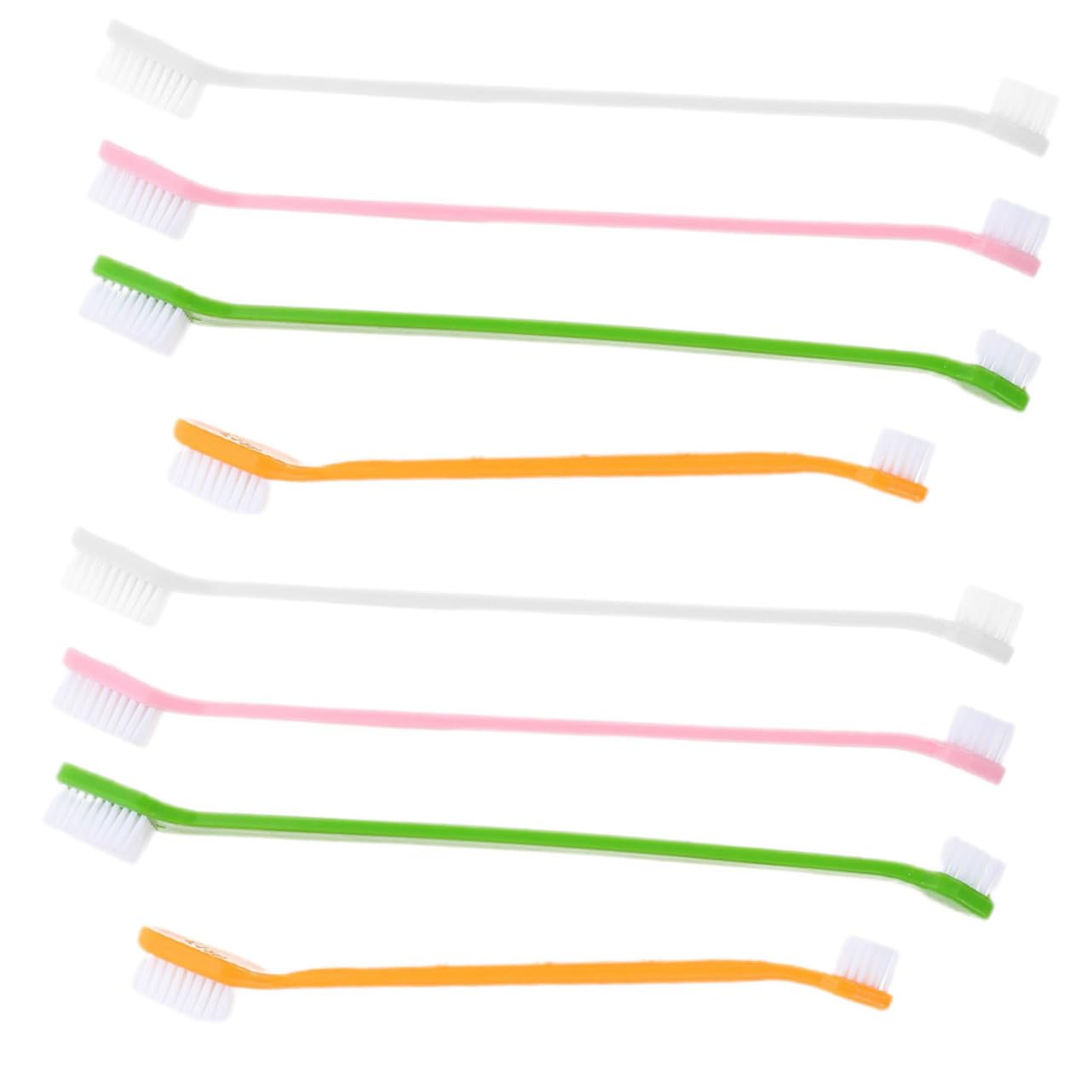 Toddmomy 8pcs Puppy Tooth Portable Pet Toothbrushes Pet Cleaning Dog Toothbrush Dual Head Oral Care Non-Slip Handle