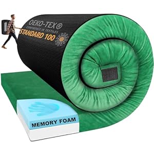 Memory Foam Camping Mattress Sleeping Pad, 3 Inch Thick Waterproof Portable Roll up Mattress-Car/Tent/Cot/Floor ,Comfortable Sleeping Mats for Guests Kids Adult Sleepover