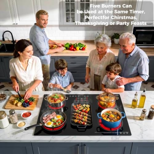 Image of 5 Burner Electric Cooktop, Hot Plate 30 Inch Electric Burner Stove Cook Top