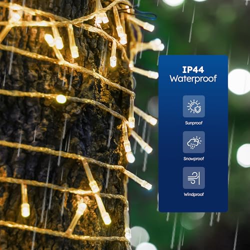 Desiretech - LED Plug-in Christmas Lights - Waterproof Holiday String Lights with Remote, 8 Modes, Timer for Christmas Trees, Garlands, Wreaths and Festive Decor, Dimmable (Warm White, 20m / 200 LED) - Image 3