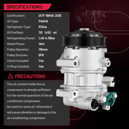 BDFHYK Air Conditioning A/C Compressor with Clutch Compatible with Hyundai Elantra 2014-2017, Compatible with Kia Forte, Forte Koup, Forte5 14-16, Soul 2014-2019, Replacement 197383 198383 97701A5800