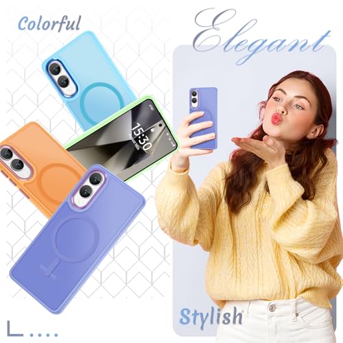 Image of for Samsung Galaxy S25 Edge Case, Matte Magnetic Phone Case with 1 Screen Protector, Support for Magsafe, Translucent Frosted Shockproof Protective Cover for Samsung Galaxy S25 Edge, Lavender Purple