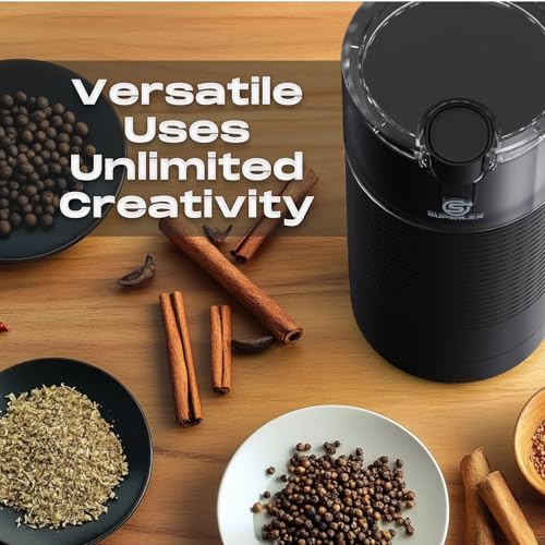 SUPERLEX Electric Coffee Grinder Portable 150W, Coffee Bean Grinder with SUS304 Stainless Steel Blades, 70g Capacity, Compact Design for Coffee Beans, Spices & Nuts - Easy to Clean with Safety Lock - Image 3