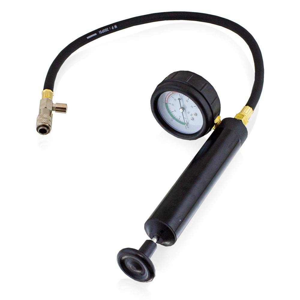 BITUXX KFZ Kühlsystem Abdrückgerät Druckprüfung Abdrücken Tester Kühler Werkzeug 28 teilig Messbereich 0-2,5 bar, Für alle gängigen PKW geeignet!