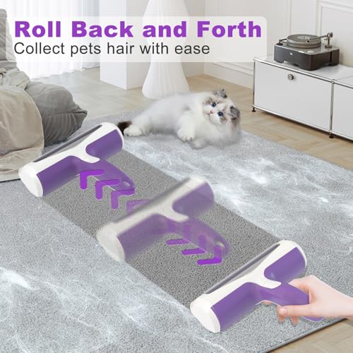 Image of ACE2ACE Pet Hair Remover Roller, Reusable Animal Hair Removal Brush for Dogs and Cats, Self Clean Pet Roller for Carpet, Furniture, Rugs, Laundry, Clothes and Bedding, Sofa, TranslucentPurple