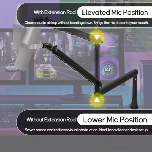 Bras micro avec tige d'extension réglable support pliable pour podcast et studio - 6