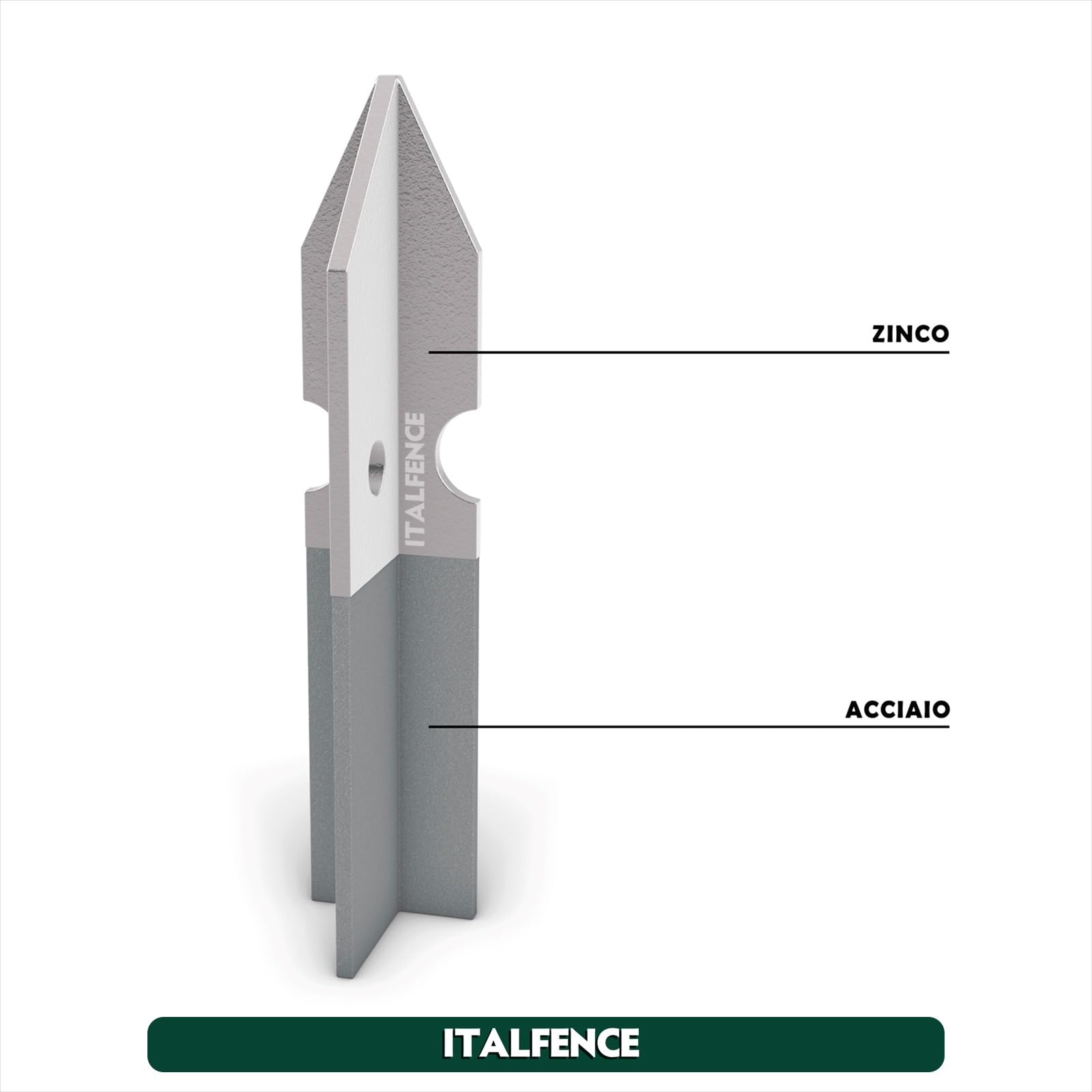 Palo a T H250cm 30x30x3mm in ferro zincato per recinzione [10 pezzi]