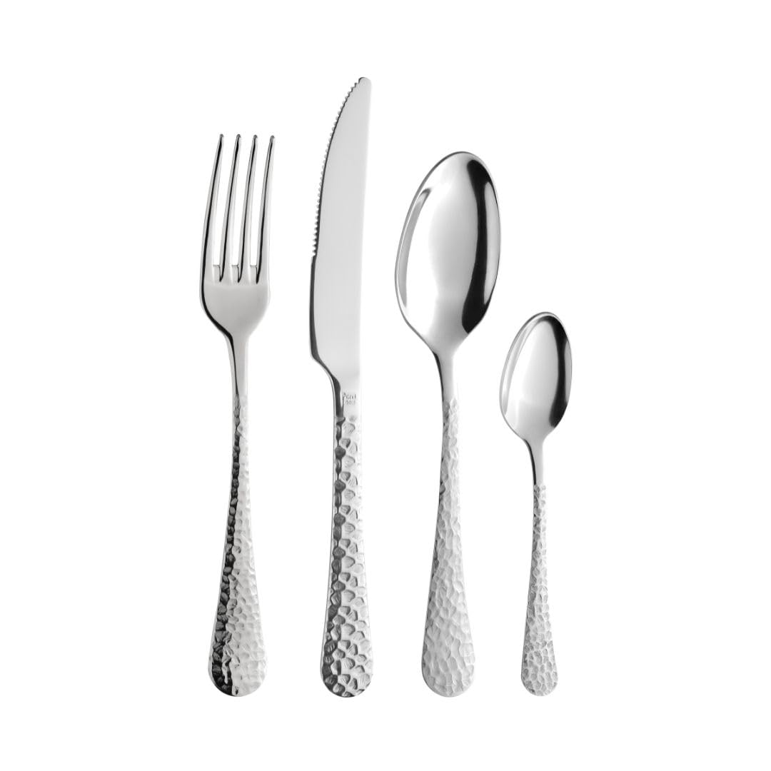 Pintinox Set di posate Ares 24 pezzi in acciaio inox 18/0 nickel free, finitura martellata
