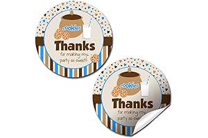 Milk and Cookies Cookie Jar Thank You Sticker Labels for Boys, 40...