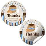 Milk and Cookies Birthday Thank You Stickers for Boys 40 Pack 2