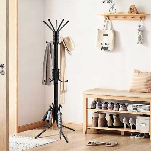 Outspurge Metal Coat Rack, Freestanding Coat Tree and Hall Tree with 15 Hooks, Sturdy - image 2