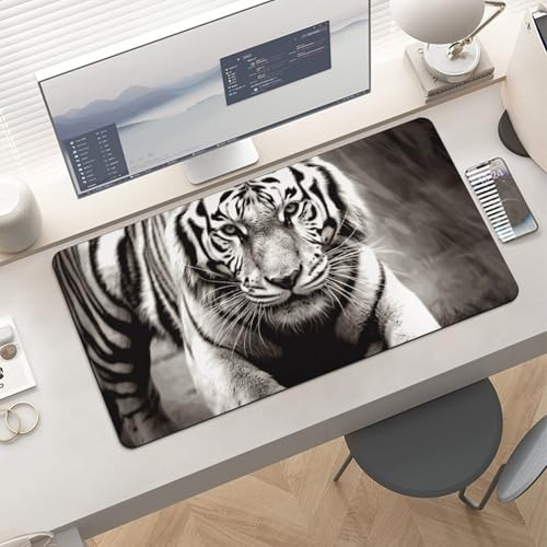 Mouse Pad Protector Blanco y Negro Tigre Grande Impermeable miniatura 6
