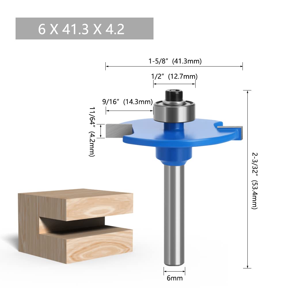 1pc 6mm 6,35mm Schaft T-Sloting Keks Joint Slot Cutter Verbindung Schlitzen Router Bit 4mm höhe Fräser Holzbearbeitung(6mm shank)