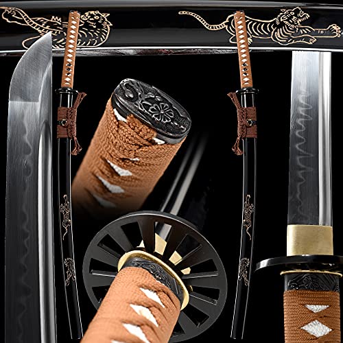 Katana Japanese Samurai Sword Handmade Full Tang Katana,1095 High Carbon Steel Clay Tempered,Functional, Hand Forged,Razor Sharp