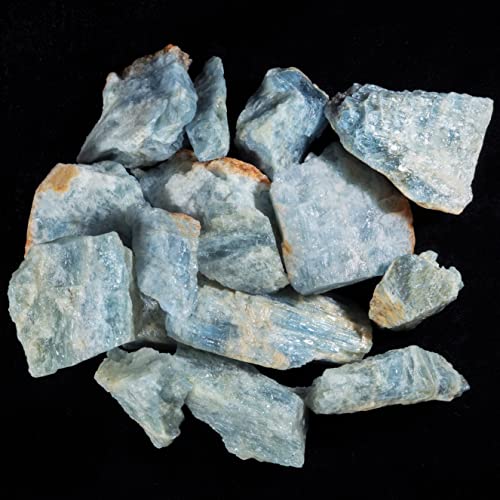 a marvelous garland of rare gems - Crocon Aquamarine Rough Bulk Natural Stone Raw Gemstone Tumbling Cabbing Polishing Gem Mining Chakra Balancing Reiki and Crystal Healing Good Luck Home Office Decor Weight: 1Lb Approx