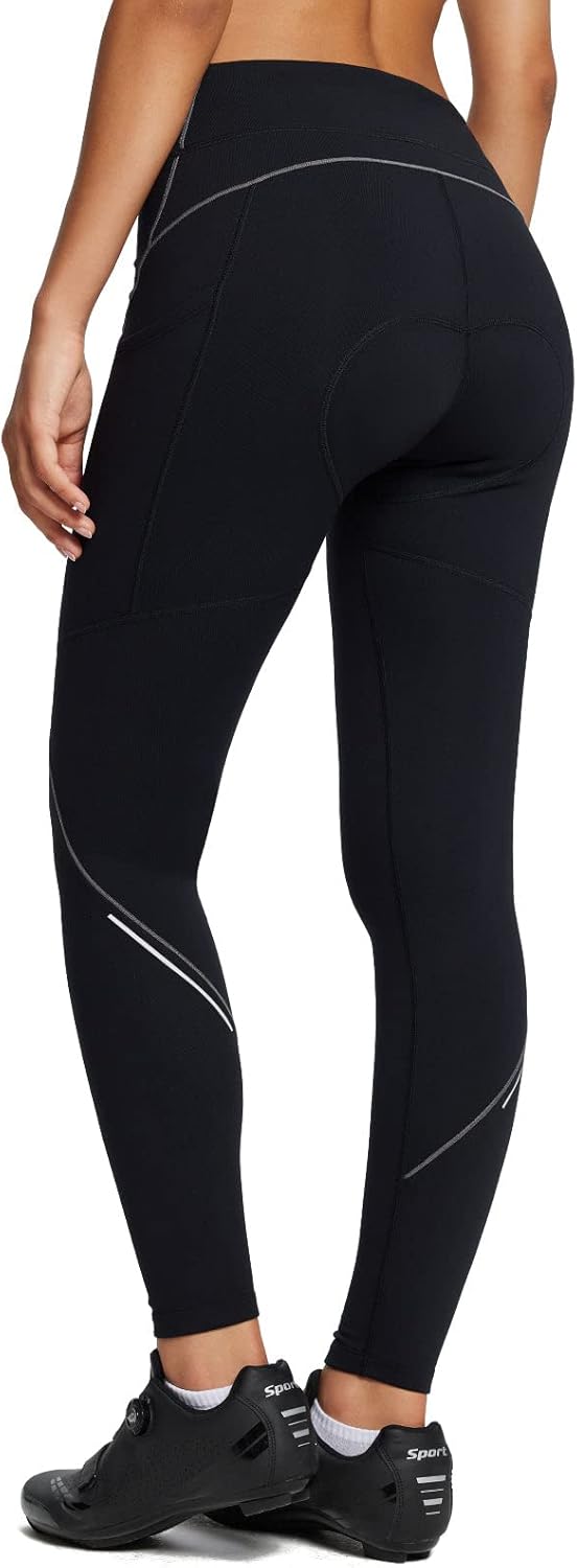 baleaf Womens Winter Cycling Pants Padded Bike Thermal Tights Fleece Lined Leggings Water Resistant Cold Weather Gel Pockets - Image 2