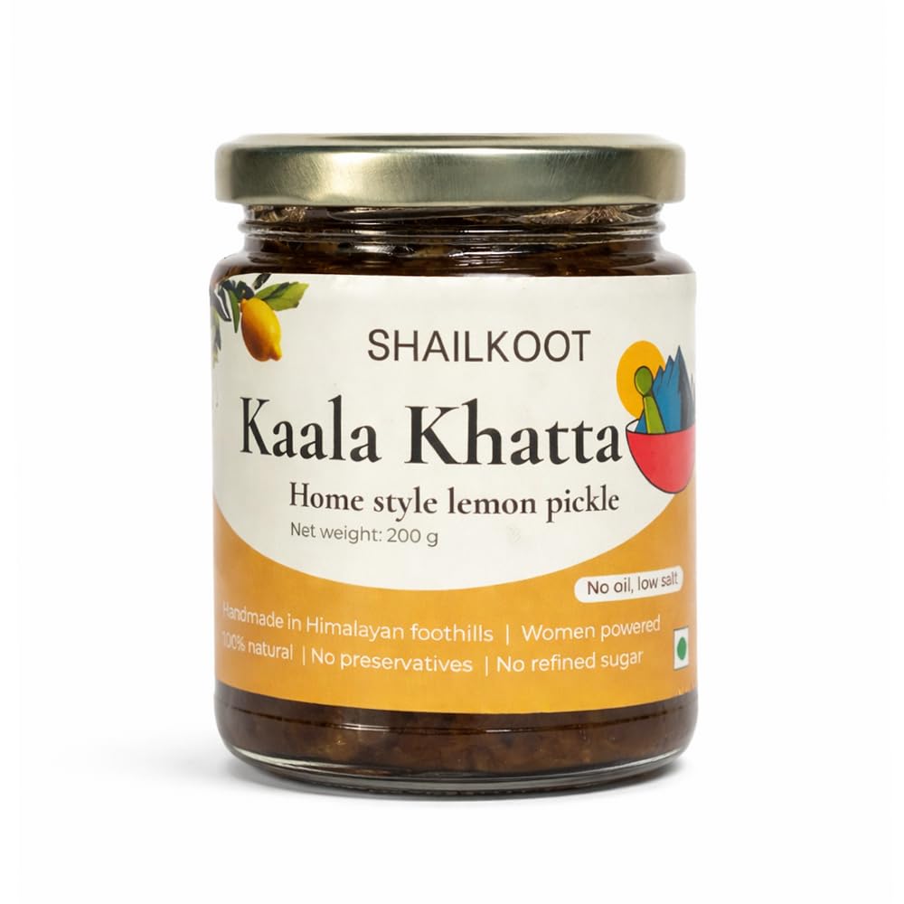 Shailkoot Kaala Khatta Home Style Lemon Pickle, 200g, Low Oil, Low Salt, No Preservatives, No Refined Sugar | Traditional Indian Home-made Vegetable Achaar in Cold Pressed Oil and Farm Sourced Spices.-image-31
