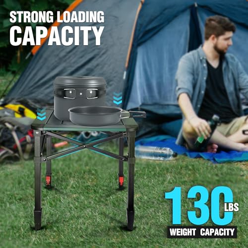 image for VILLEY Folding Camping Square Table with Carry Bag, Lightweight Alumin