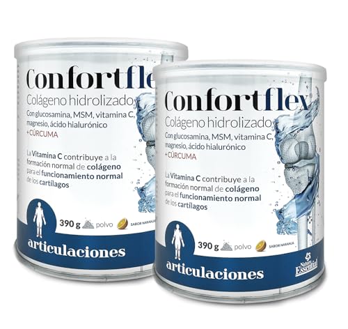 Nature Essential | Colágeno en Polvo Hidrolizado | Pack 2 unidades | 390 g | Cazo dosificador en el interior | Cúrcuma y L-carnitina | Contribuye a las Articulaciones y Huesos | Confortflex