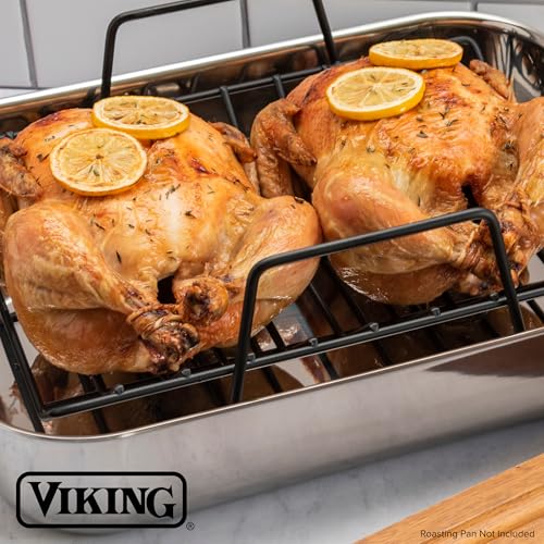 Image of Viking Nonstick Roasting Pan Rack, Fits 16 x 13 Inch Roaster Pans, Great for Turkey, Dishwasher and Oven Safe, Black