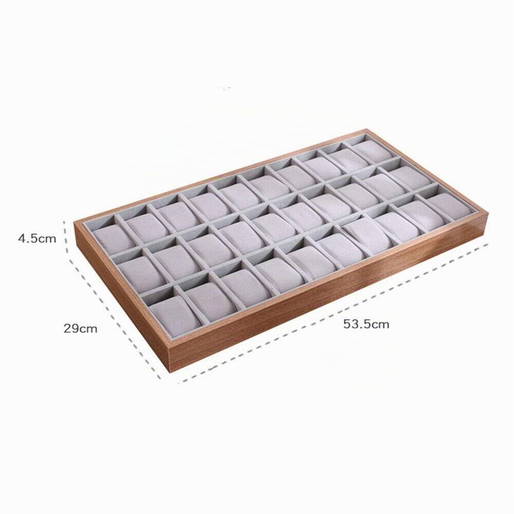 Caja de almacenamiento de madera para reloj de joyería, escaparate, pulsera, bandeja de almacenamiento, joyas, reloj, caja de madera, caja de exhibición, soporte de exhibición (30 ranuras)