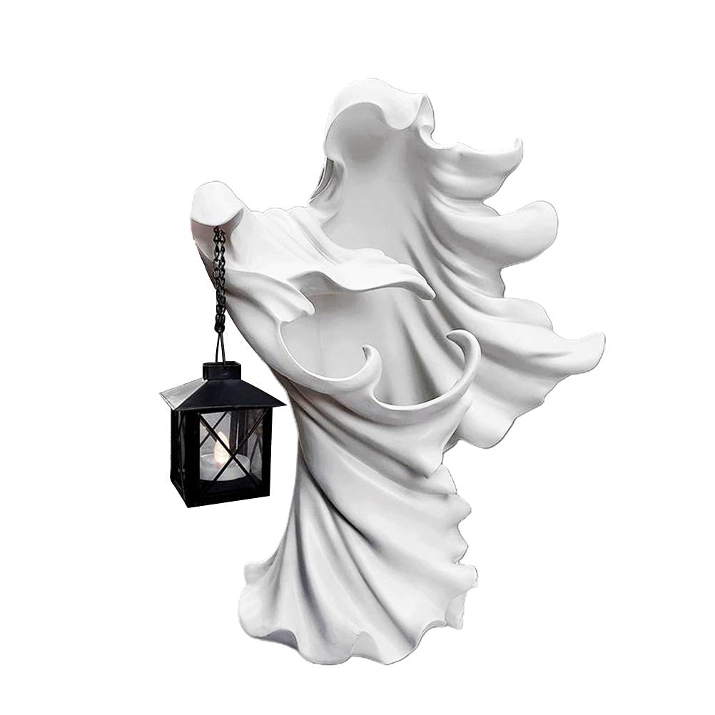 Lipeed Light Halloween Ghost Statue Holding Lantern Resin Ghost Statue For Halloween Party Decoration, Creative Witches Hell Messenger Decoration Lamp