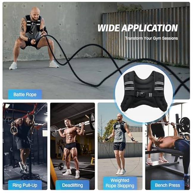 ZELUS Weighted Vest, 6lb/8lb/12lb/16lb/20lb/25lb/30lb Weight Vest with Reflective Stripe for Workout, Strength Training, Running, Fitness, Muscle Building, Weight Loss, Weightlifting