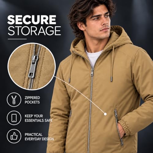 MIA FASHION Store MIA FASHION Men's Winter Hooded Jacket Khaki 2XL - Image 4