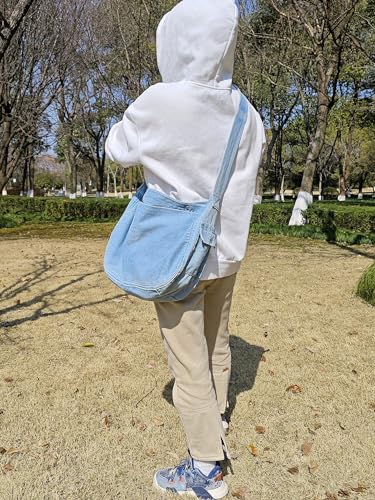 Yunzh Denim Canvas Tote Bag - Shoulder Handbag For School, Shopping, Or Travel - View #3