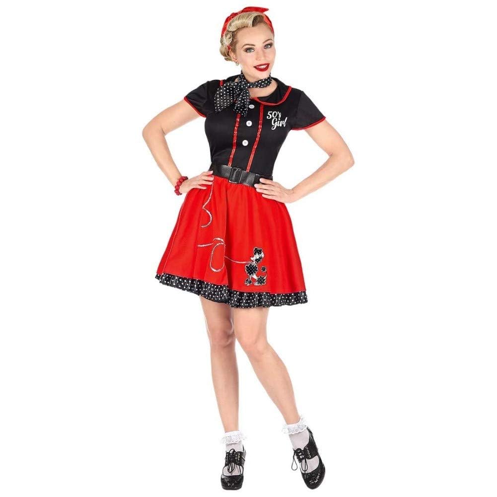 WIDMANN 50er Jahre Kostüm – Rockabilly Kleid Mit Petticoat & Gürtel, Hellblau, Größe S