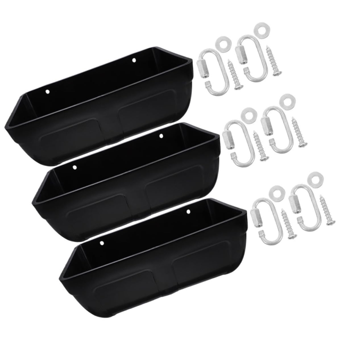 3 Pezzi Mangiatoia Sospesa per Polli Clip, Contenitore Nero in Pp