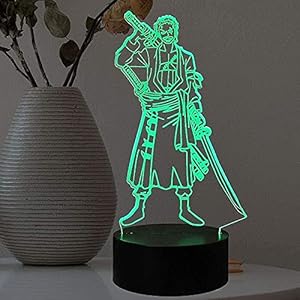 3D Anime lamp Roronoa Zoro LED Illusie Nachtlampje 16 Kleur Afstandsbediening Kids en Volwassen Verjaardag Gift…