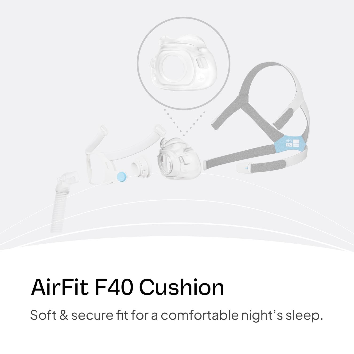 Replacement CPAP Full Face Mask F40 Improved For Airfit F30i X30i CPAP Mask Upgrade Silicone Cushion For CPAP Masks With Headgear, Elbow/Swivel, Cushion(Large