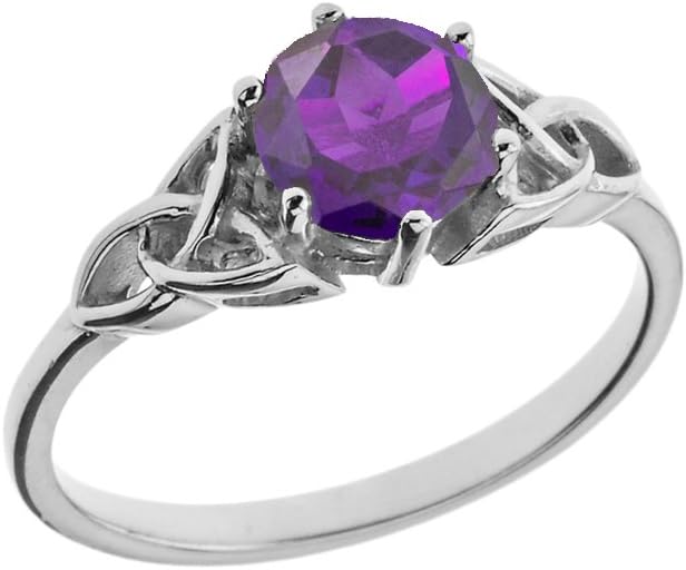 Dazzling Sterling Silver Personalized Genuine Gemstone Trinity Knot Engagement/Proposal Ring (Size 4.75)
