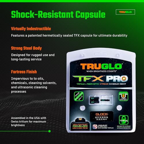 Image of Truglo TFX PRO Handgun Sight, Glowing Shock Proof Tritium and Fiber Optic Night Sight for Handguns, Compact, Durable, and Snag Free Sight