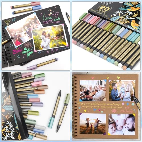 APOGO Metallic Pens for Black Card Paper 20 Gold Silver Metallic Marker Pens Art & Craft Supplies Pens for Wedding Card Photo Album Scrapbook Accessories - Image 4