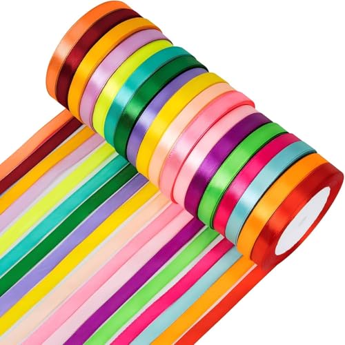 Satinband 18 Farben, Schleifenband Geschenkbänder 10 mm x 22 m,...