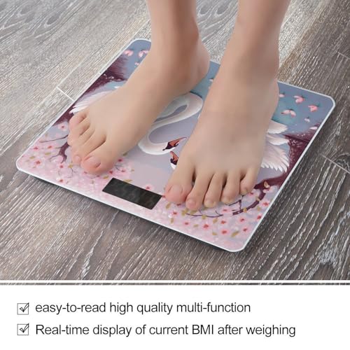 Báscula de Baño Digital con Árbol Floral Rosa y Cisnes Blancos miniatura 5